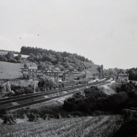 an old photo of a hillside