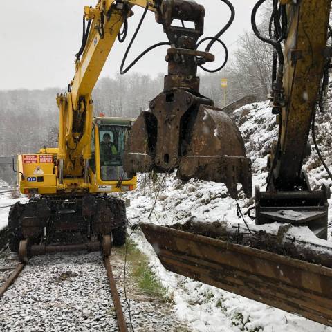 a train covered in snow