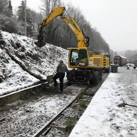 a train covered in snow