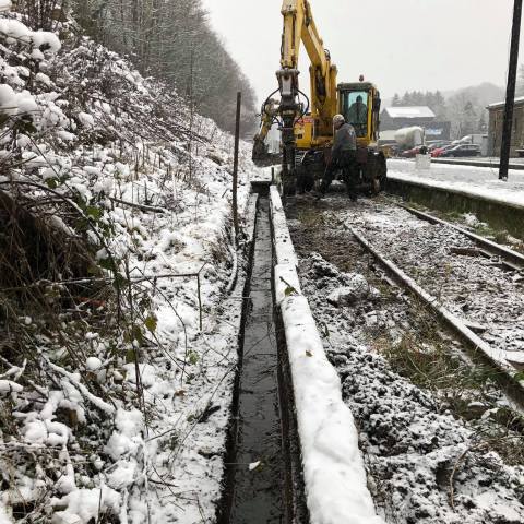 a train covered in snow
