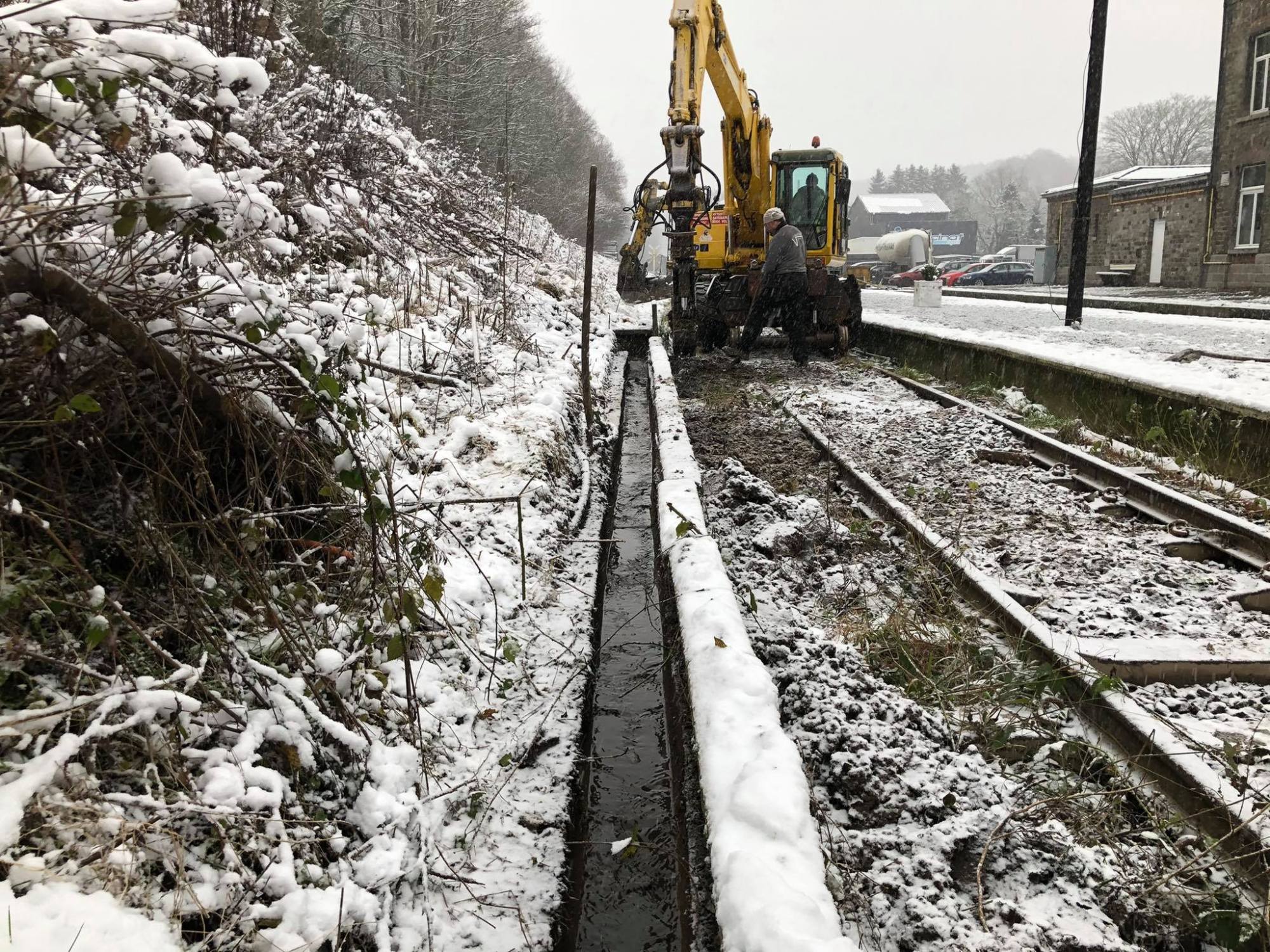 a train covered in snow