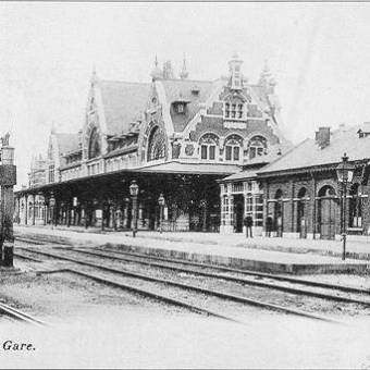 a vintage photo of a train