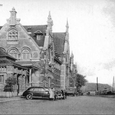 an old photo of a church