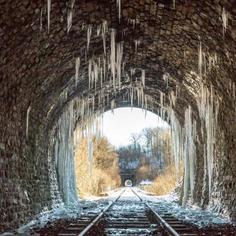 a building covered in snow