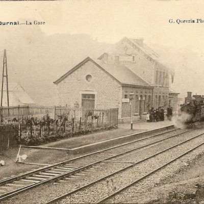 a train is coming down the railroad tracks