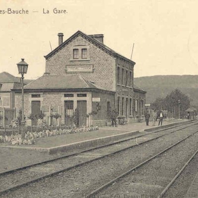 an old photo of a railroad track