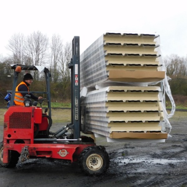 a truck is parked on the side of a road