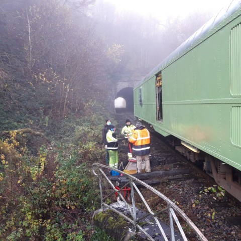 a train on a steel track