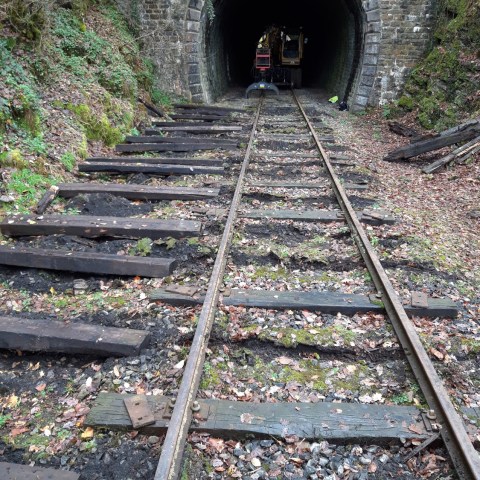 a tunnel in the middle of a park bench