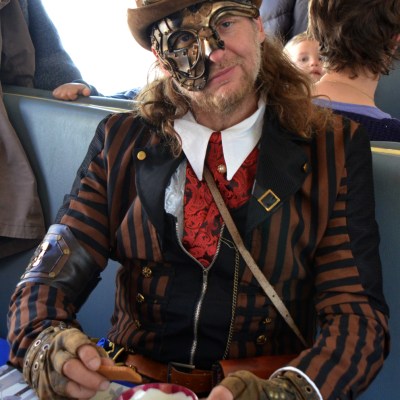 a group of people sitting at a table