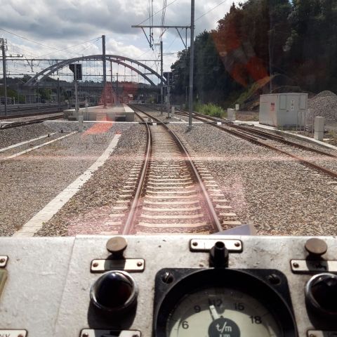 a train on a steel track