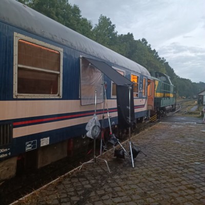 a large long train on a steel track