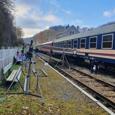 a train on a steel track