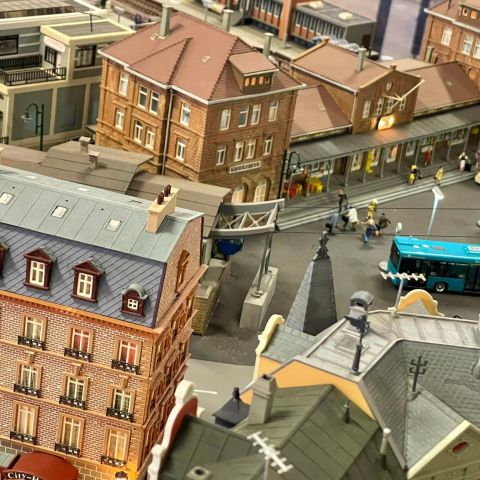 a chair sitting in front of a building