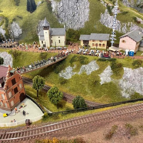 a castle on a train track