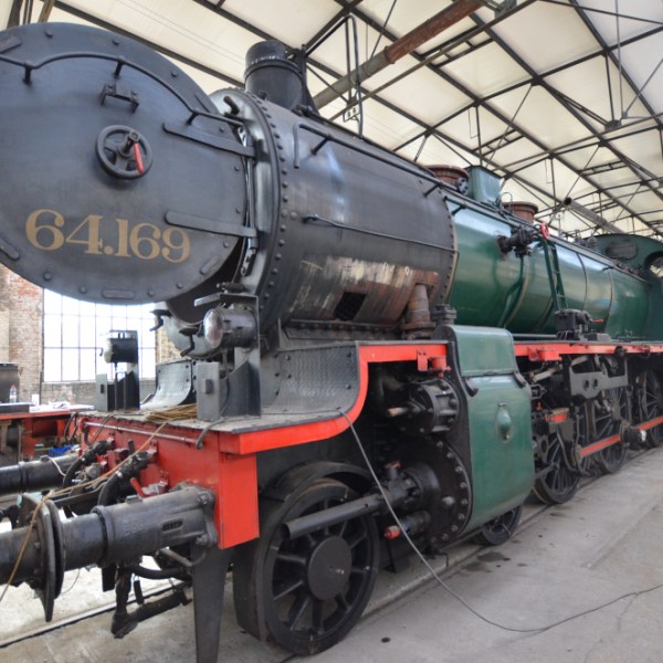 a train on a steel track