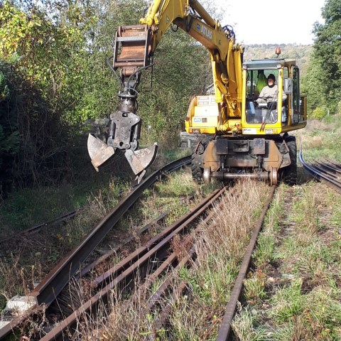 a train on a steel track