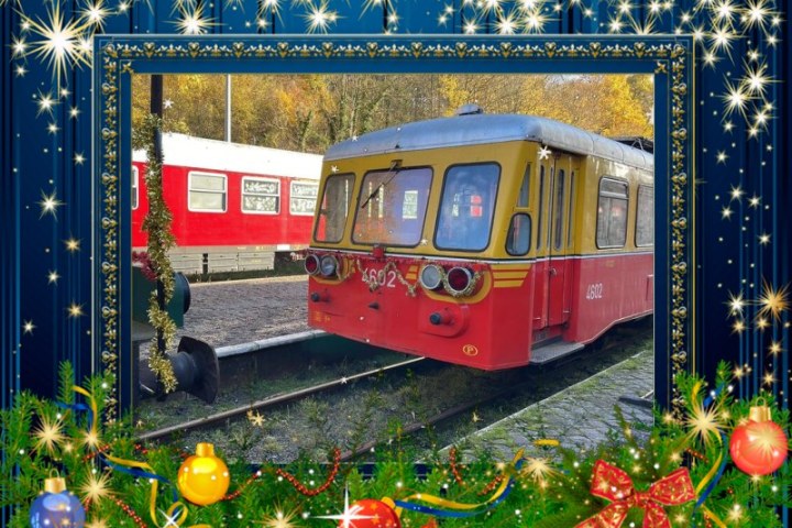 a colorful train on the tracks