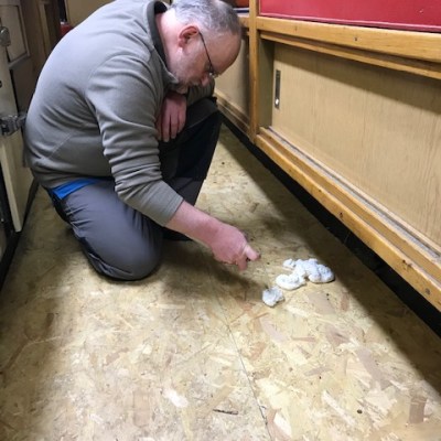 a person sitting on a wooden floor