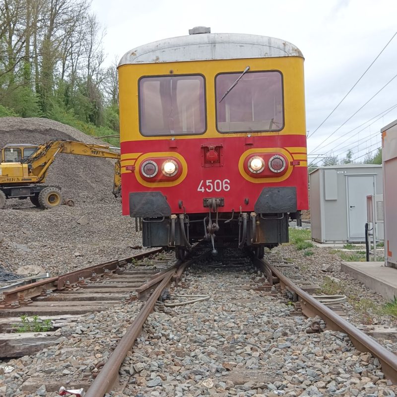 a train on a steel track