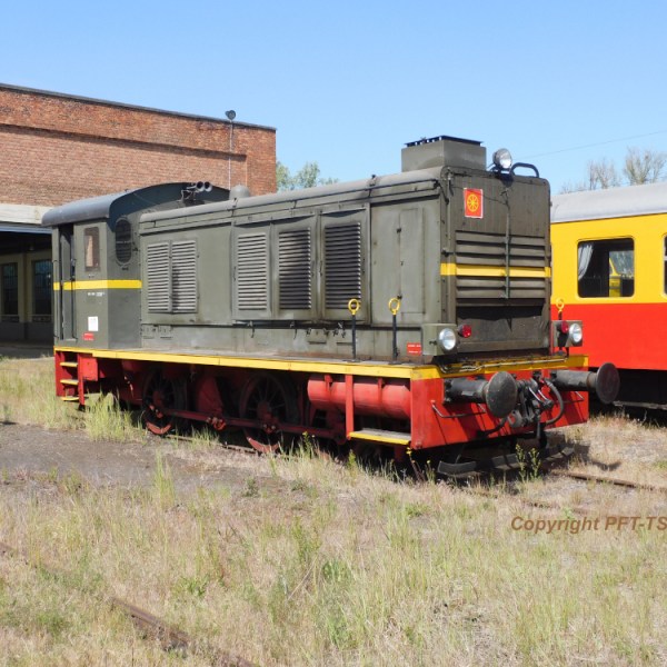 a train that is sitting in the grass
