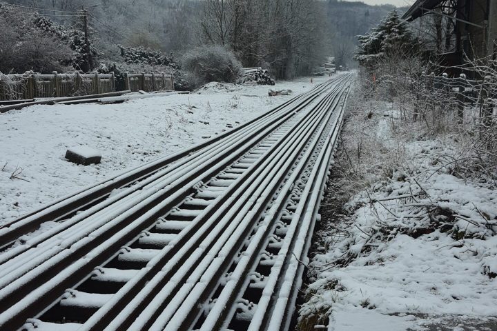 a train covered in snow