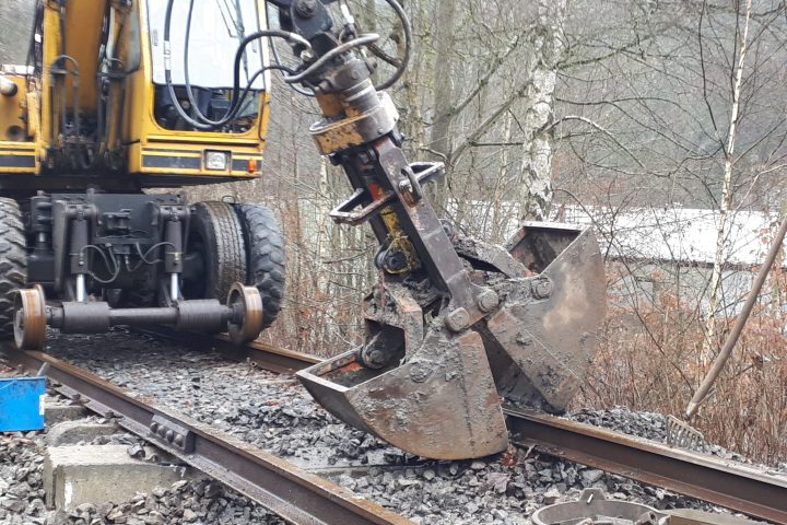 a train on a steel track